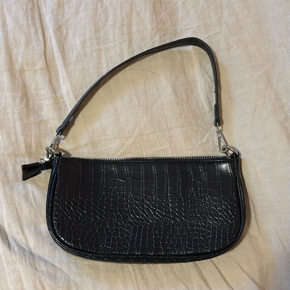Black snake skin shoulder bag